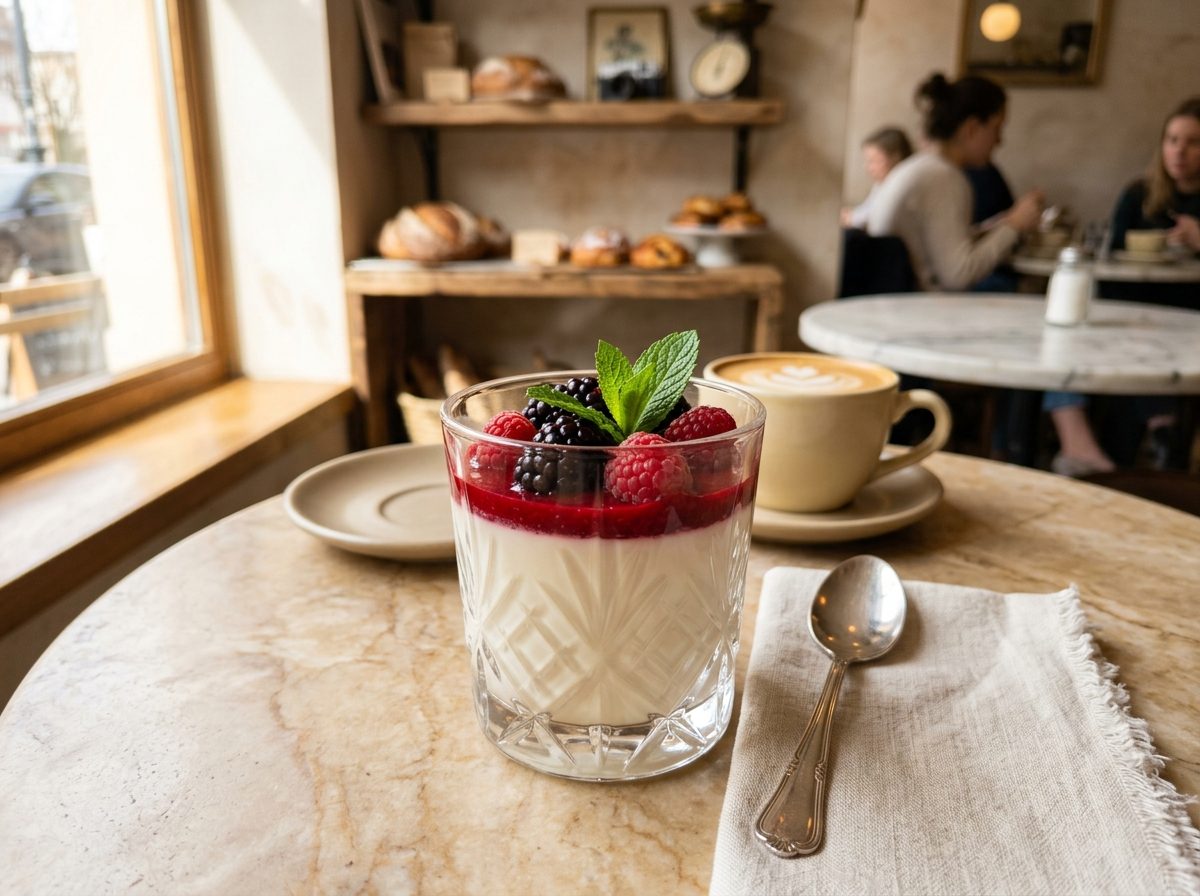Panna Cotta Tradicional con Frutos Rojos